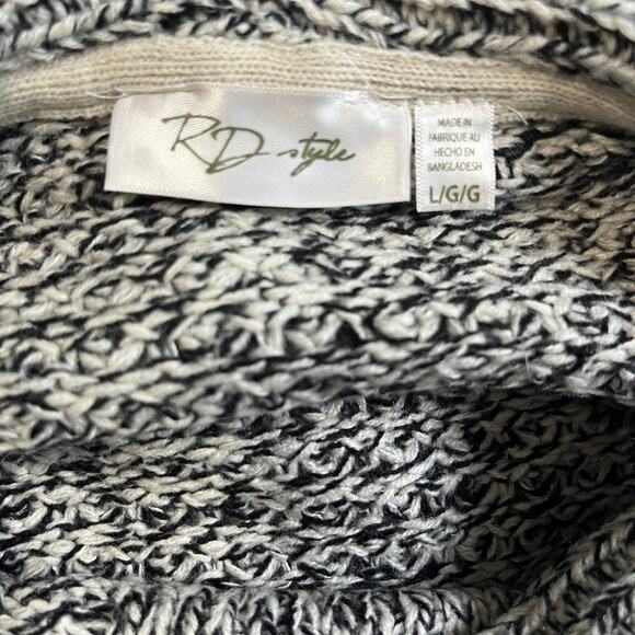 RD Style Black & White Knit Turtleneck Sweater Size Large - Picture 2 of 5